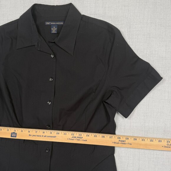 Brooks Brothers 346 Fit & Flare Dress Black Collared Short Sleeves Size 14 - Picture 6 of 13